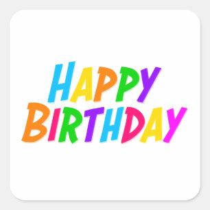 Happy birthday text colourful square sticker
