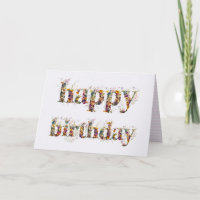 Happy Birthday text design of dried flowers