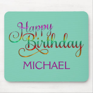 HAPPY BIRTHDAY - text design + your own ideas Mouse Mat