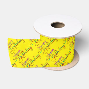 HAPPY BIRTHDAY - text design + your own ideas Satin Ribbon