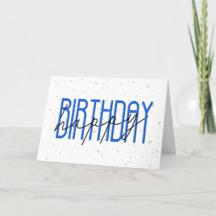 Happy Birthday Text with Gold Confetti Card