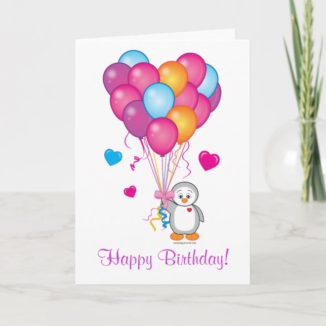 Happy Birthday: Thinking of You Penguin Card (Front)