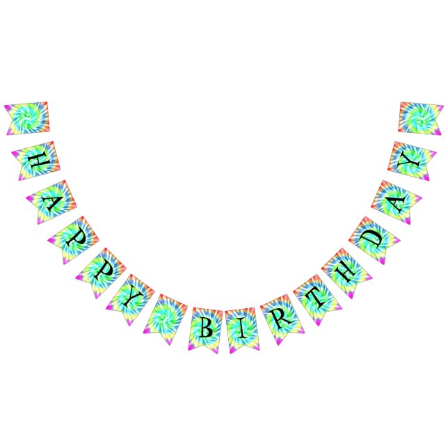 Happy Birthday Tie Dye Design Bunting Flags Banner (All)