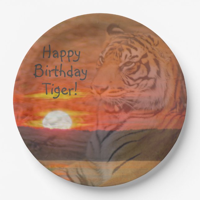 Happy Birthday Tiger! Paper Plate (Front)