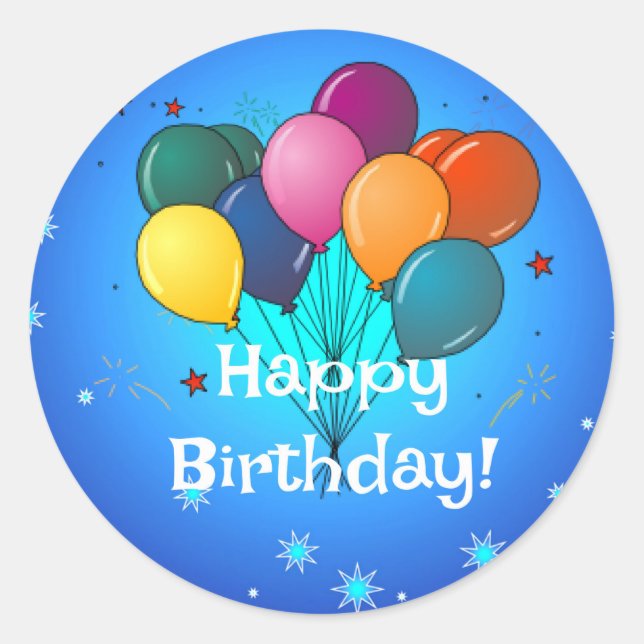 Happy Birthday...time to celebrate! Classic Round Sticker (Front)