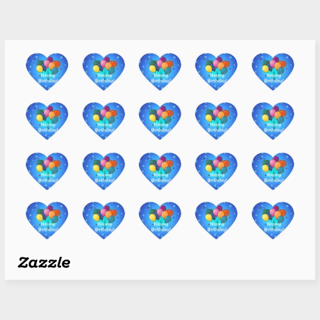 Happy Birthday...time to celebrate! Heart Sticker (Sheet)