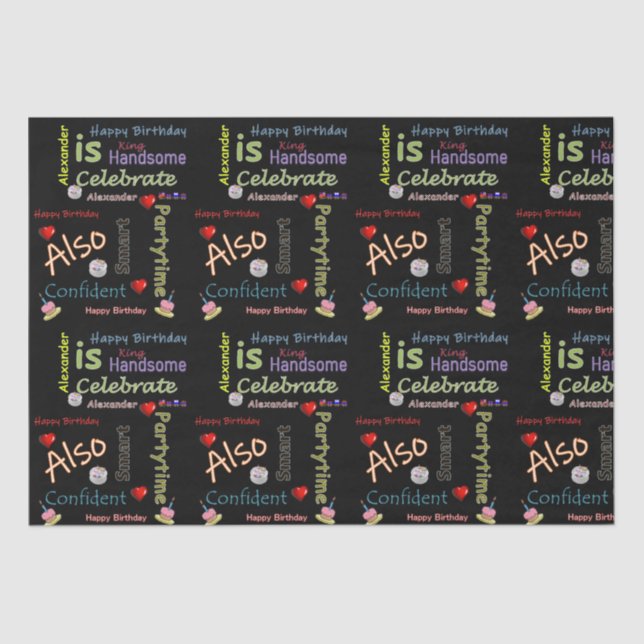 Happy Birthday Tissue Paper Alexander (Front)