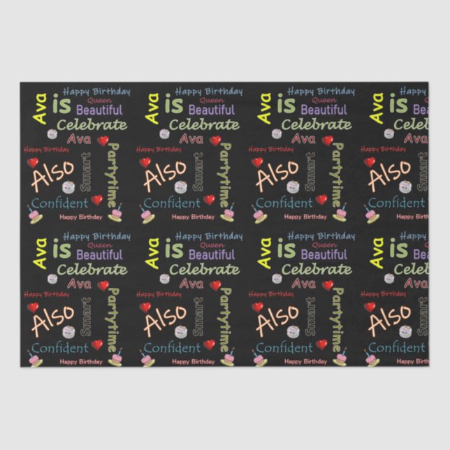 Happy Birthday Tissue Paper Ava (Front)