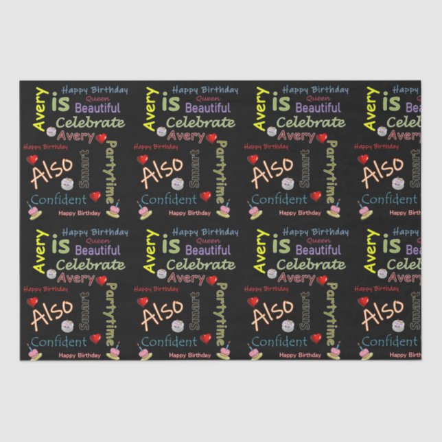 Happy Birthday Tissue Paper Avery (Front)