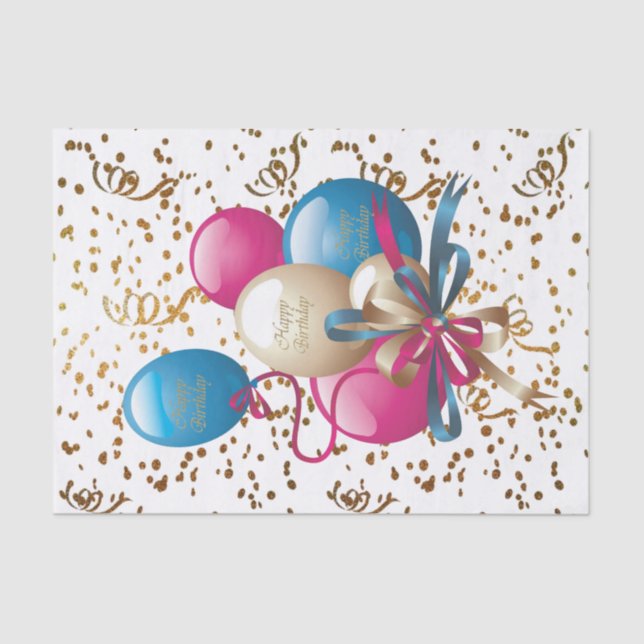 Happy Birthday Tissue Paper Balloons (Front)