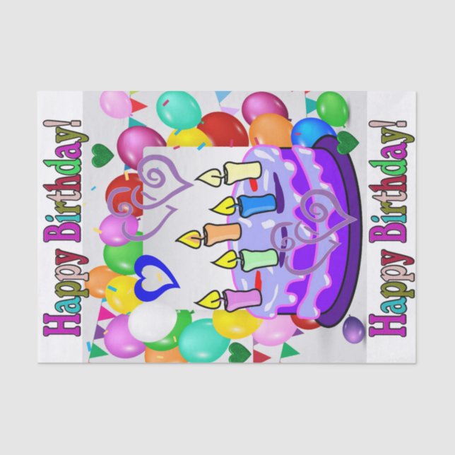 Happy Birthday Tissue Paper Balloons (Front)