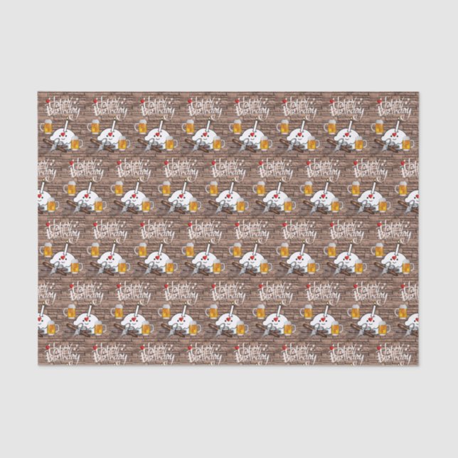 Happy Birthday Tissue Paper Beer (Front)