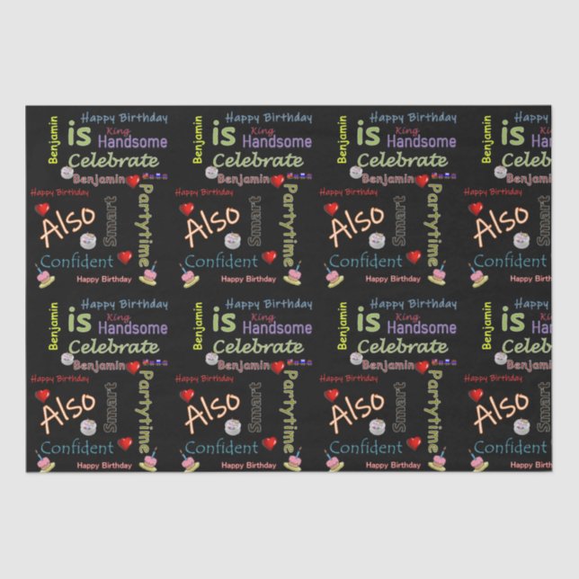 Happy Birthday Tissue Paper Benjamin (Front)