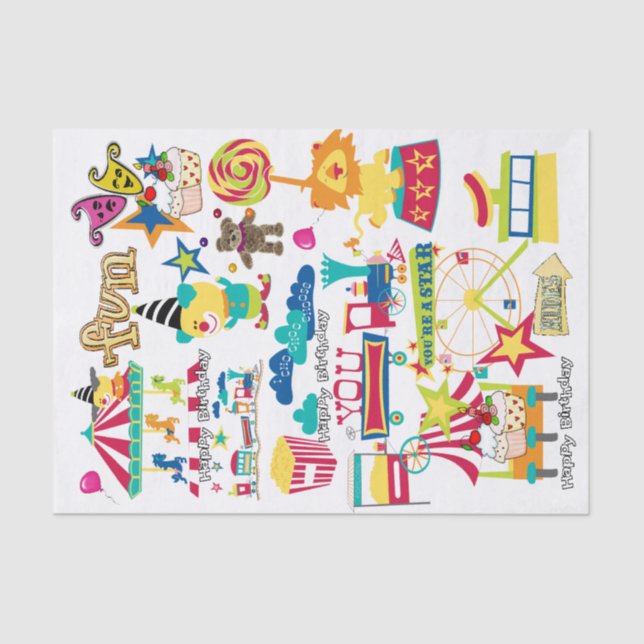 Happy Birthday Tissue Paper Carnival Circus (Front)