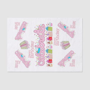 Happy Birthday Tissue Paper Celebrate Pink 