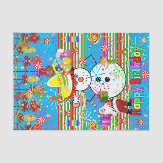 Happy Birthday Tissue Paper Christmas Snowman (Front)