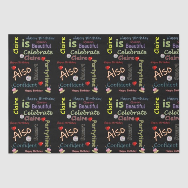 Happy Birthday Tissue Paper Claire (Front)