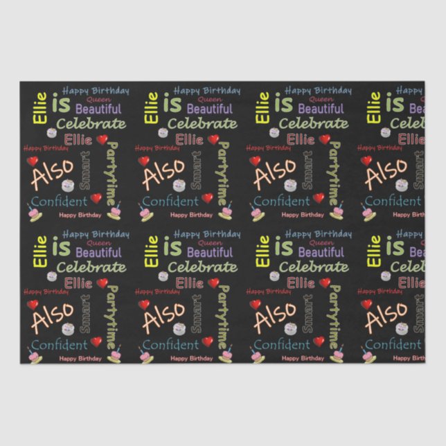 Happy Birthday Tissue Paper Ellie (Front)