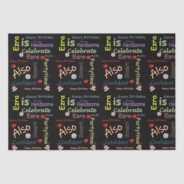 Happy Birthday Tissue Paper Ezra (Front)