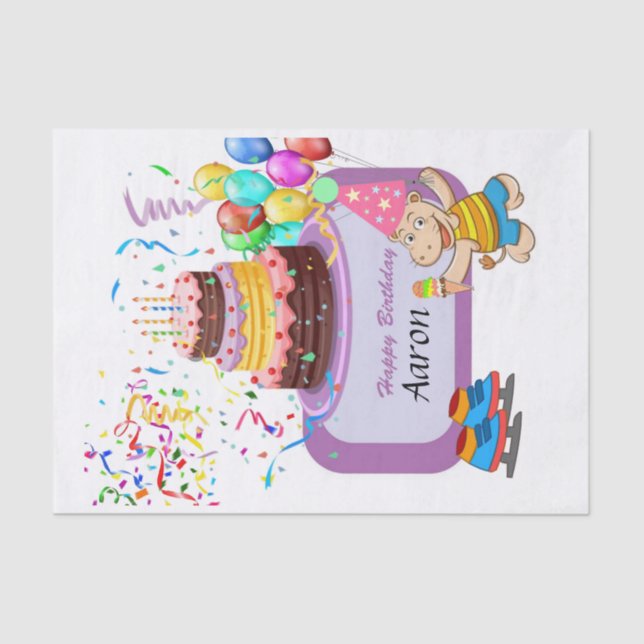 Happy Birthday Tissue Paper Hippopotamus (Front)