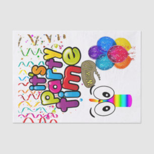 Happy Birthday Tissue Paper It's Party Time Candle