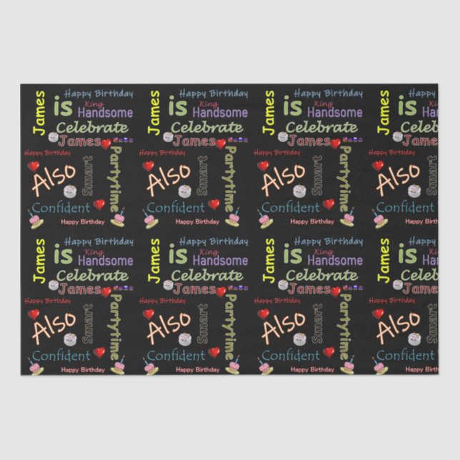 Happy Birthday Tissue Paper James (Front)