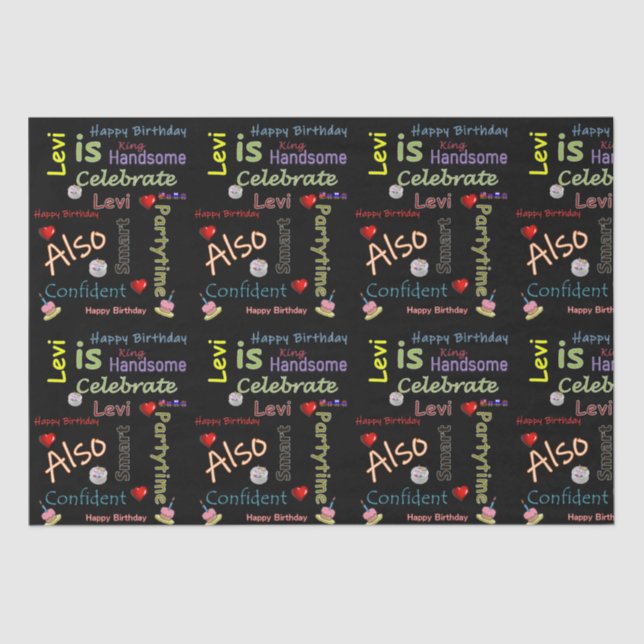 Happy Birthday Tissue Paper Levi (Front)