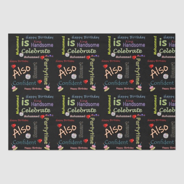 Happy Birthday Tissue Paper Mohammed (Front)