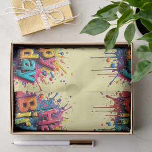 Happy Birthday Tissue Paper - Multicolor Typograph