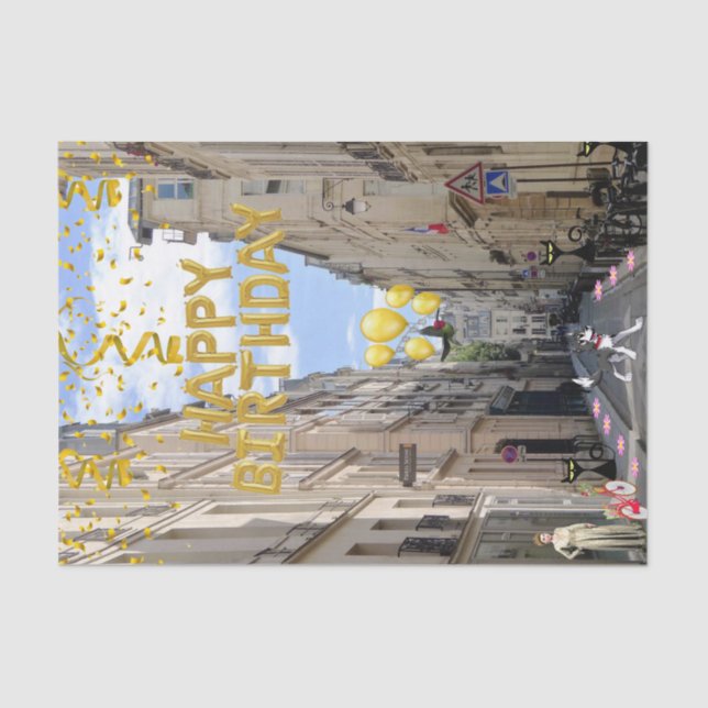 Happy Birthday Tissue Paper Paris France (Front)