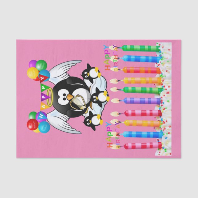 Happy Birthday Tissue Paper Penguin (Front)