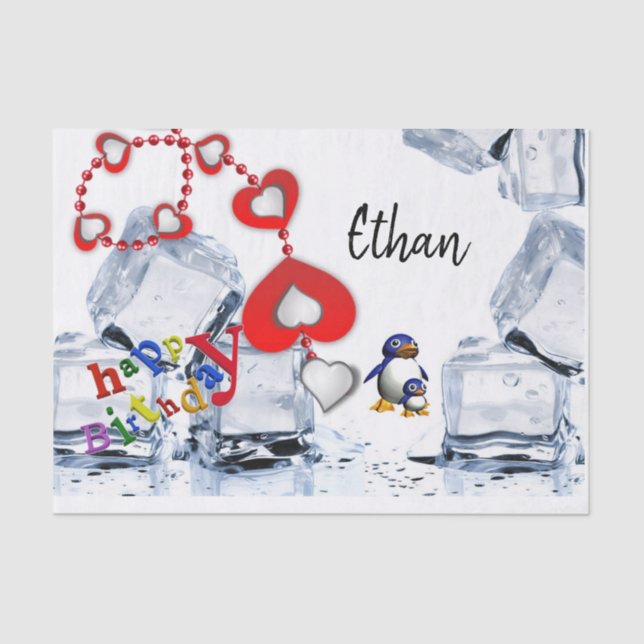 Happy Birthday Tissue Paper Penguin (Front)