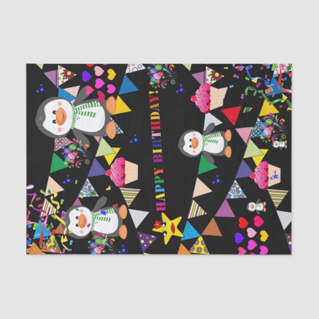 Happy Birthday Tissue Paper Penguin (Front)