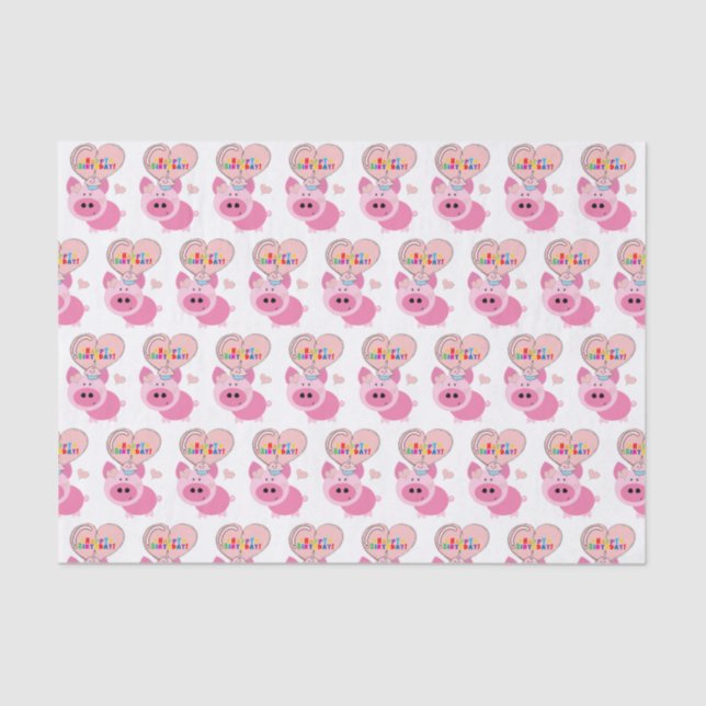 Happy Birthday Tissue Paper Pink Pig (Front)