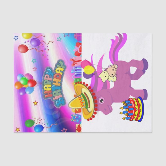 Happy Birthday Tissue Paper Pony (Front)