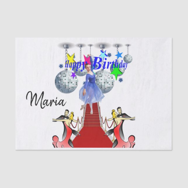 Happy Birthday Tissue Paper Red Carpet (Front)