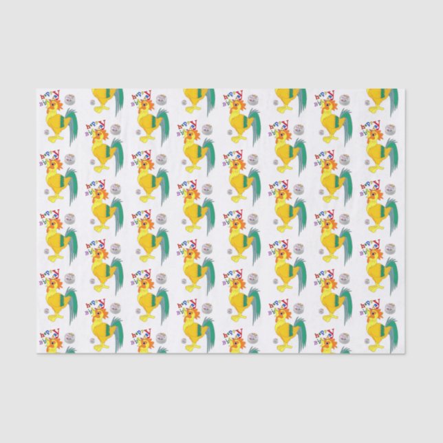 Happy Birthday Tissue Paper Rooster (Front)