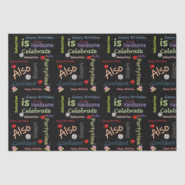 Happy Birthday Tissue Paper Sebastian (Front)