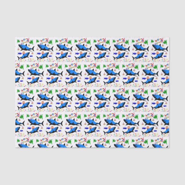 Happy Birthday Tissue Paper Shark (Front)