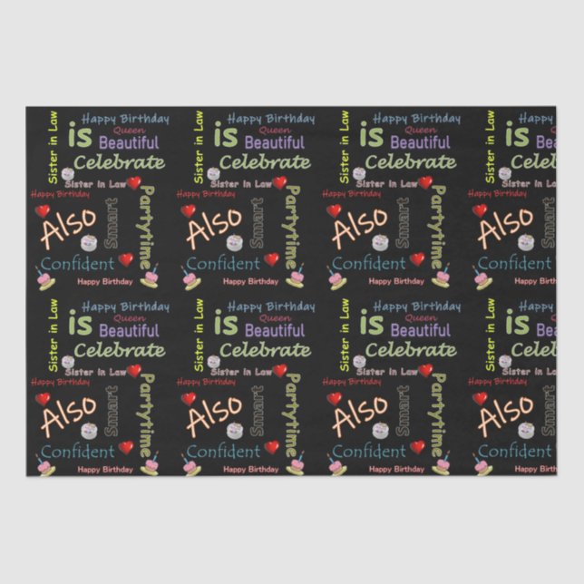 Happy Birthday Tissue Paper Sister in Law (Front)