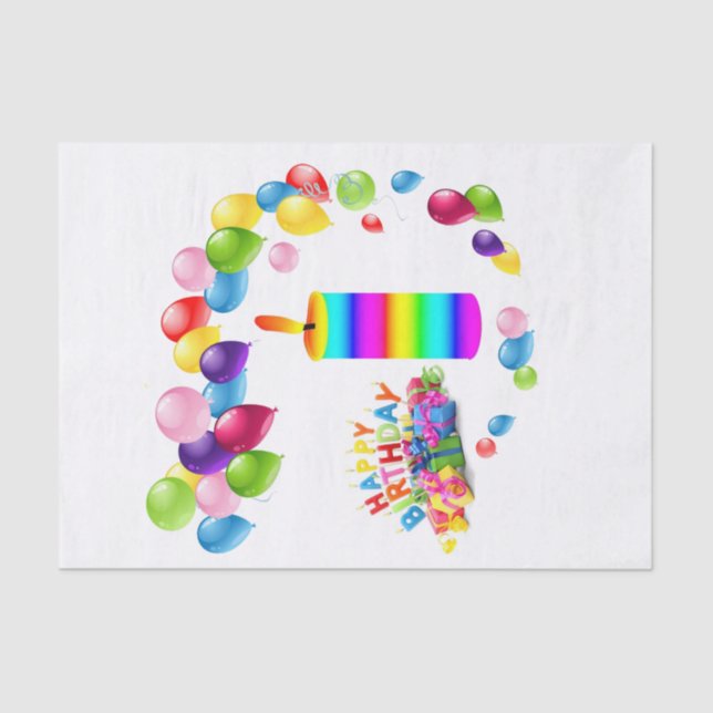 Happy Birthday Tissue Paper Stripe Candle Balloons (Front)