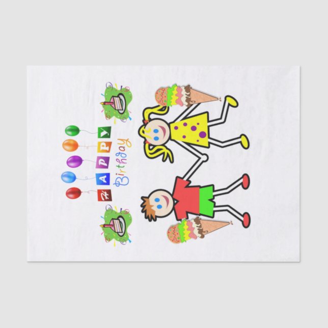 Happy Birthday Tissue Paper Twins Ice Cream (Front)