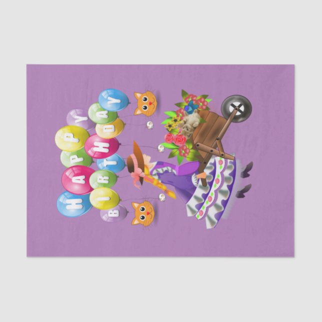 Happy Birthday Tissue Paper Victorian (Front)