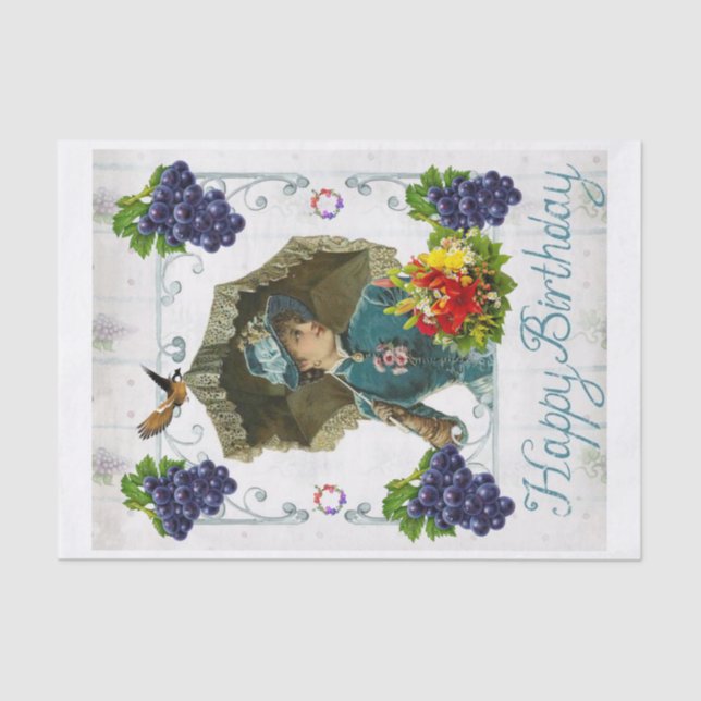 Happy Birthday Tissue Paper Victorian (Front)