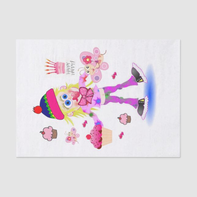 Happy Birthday Tissue Paper Wacky Girl (Front)