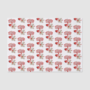 Happy Birthday Tissue Paper White Teddy Bear