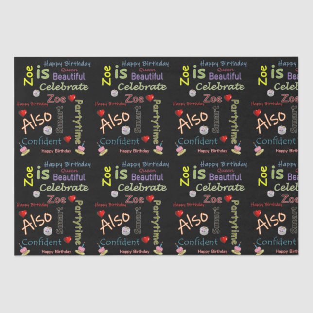 Happy Birthday Tissue Paper Zoe (Front)