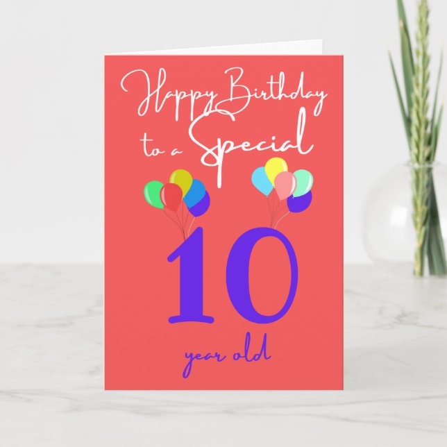 Happy Birthday to 10 year old Card (Front)