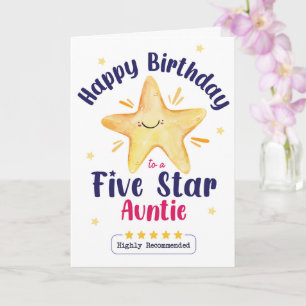 Happy Birthday to a Five Star Auntie – Cute Star Card