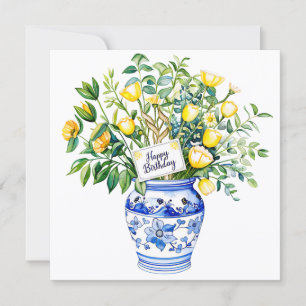 Happy birthday to a friend & bouquet of flowers  holiday card